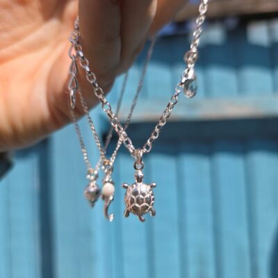 Ocean Wanderer Sea Turtle Green Amethyst Bracelet in Sterling Silver