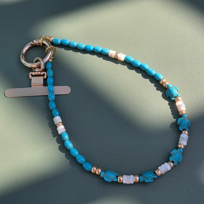 Ocean Wanderer Sea Turtle Howlite Turquoise & Mother of Pearl Phone Strap