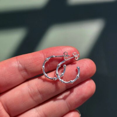Sea Bamboo Hoops in Sterling Silver