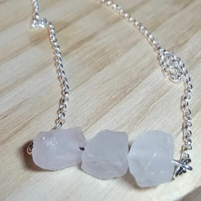 Sea Blush Rose Quartz Nugget Necklace in Sterling Silver