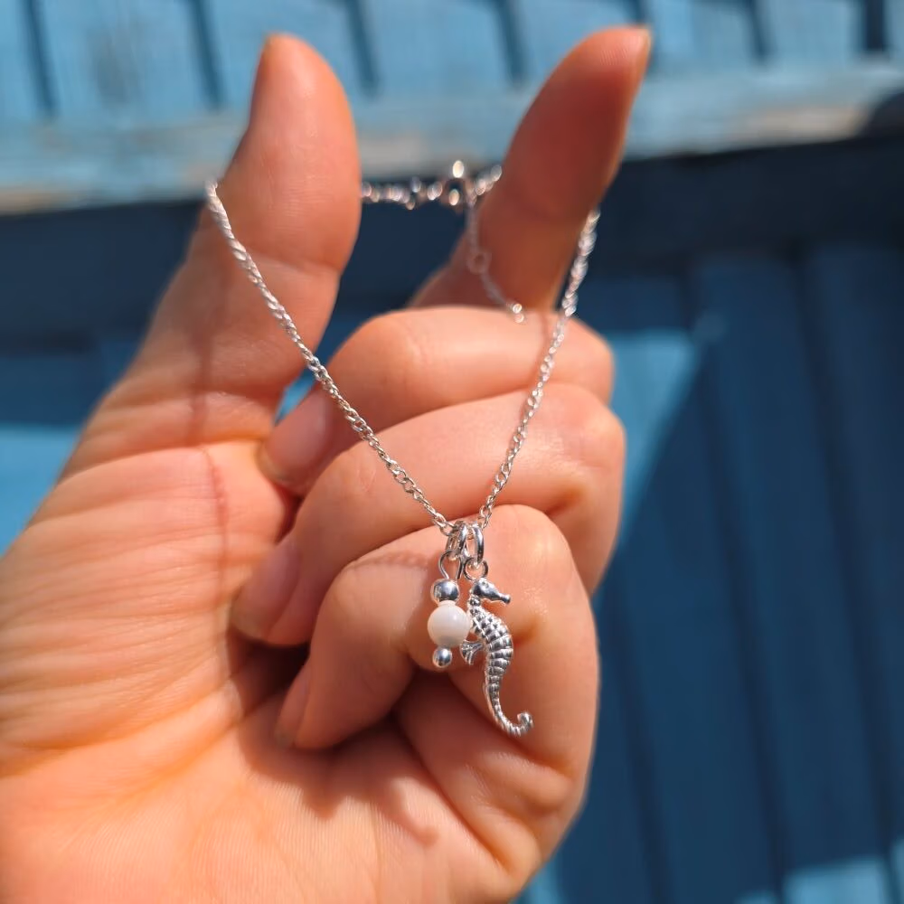 Sea Dancer Mother of Pearl Seahorse Bracelet in Sterling Silver