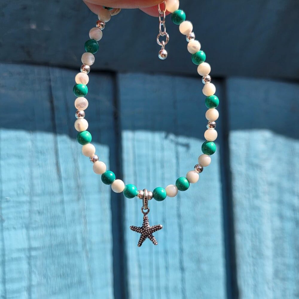 Star of the Tides Mother of Pearl & Turquoise Bracelet in Sterling Silver