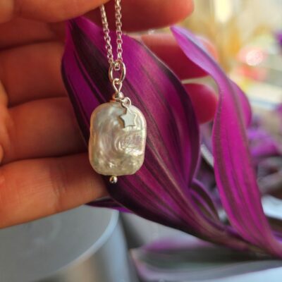 Starlit Keshi Freshwater Pearl Necklace in Sterling Silver