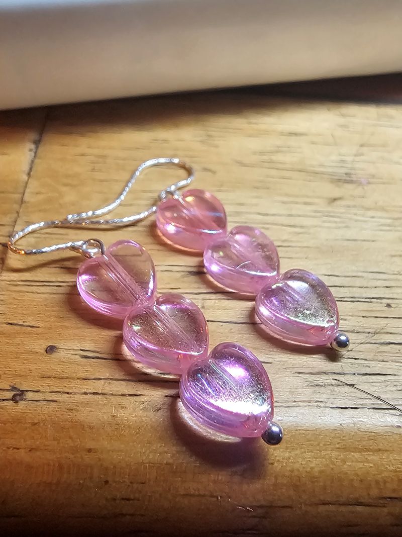 Sunset Sweetheart Acrylic Heart Drop Earrings in Sterling Silver - Image 3