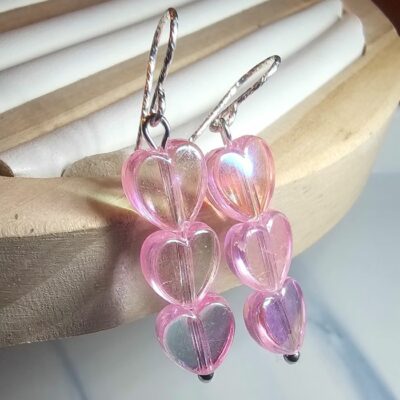 Sunset Sweetheart Acrylic Heart Drop Earrings in Sterling Silver