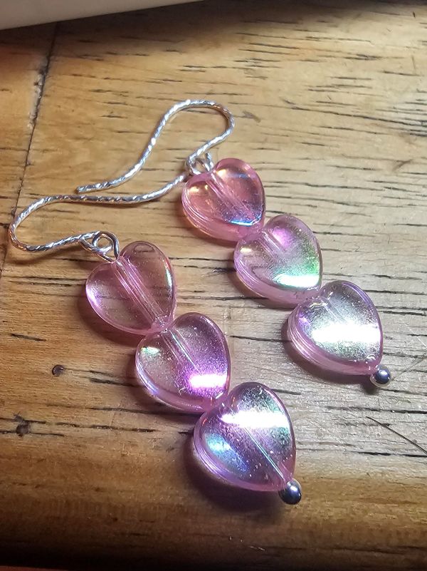 Sunset Sweetheart Acrylic Heart Drop Earrings in Sterling Silver - Image 4