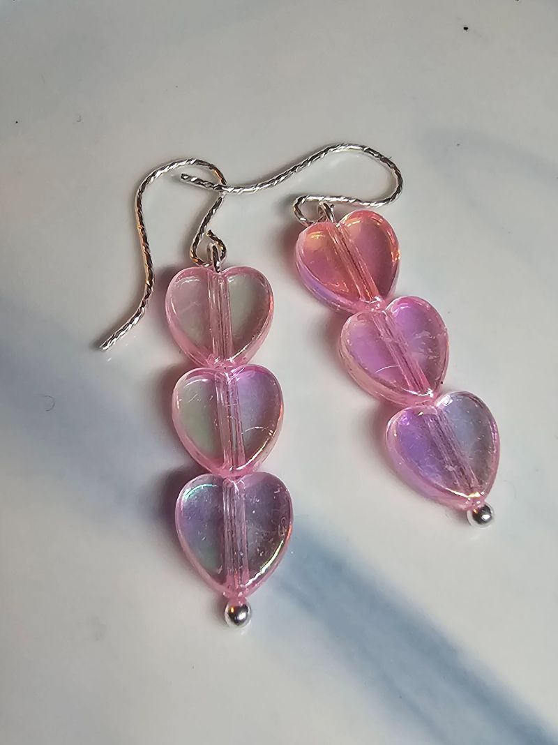 Sunset Sweetheart Acrylic Heart Drop Earrings in Sterling Silver - Image 2