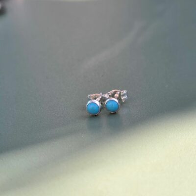 Turquoise Dot Stud Earrings in Sterling Silver