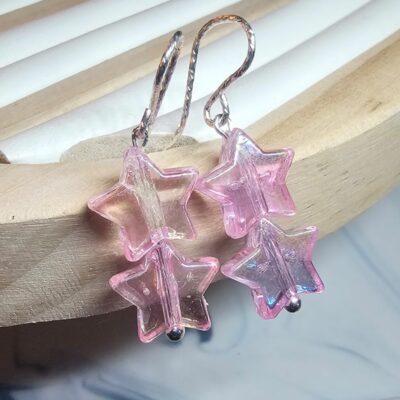 Twilight Star Acrylic Drop Earrings in Sterling Silver
