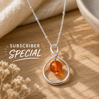 Amber Infinity Pendant in Sterling Silver – Subscribers Special