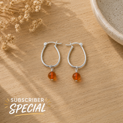 Amber Bead Hoops in Sterling Silver – Subscribers Special