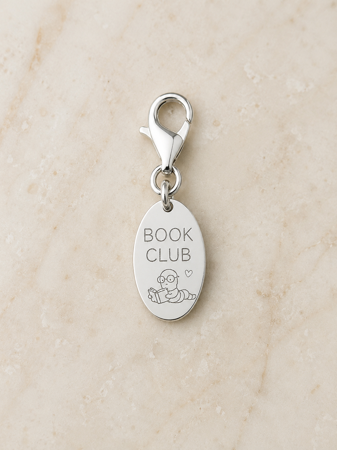 Bookworm Charm in Sterling Silver