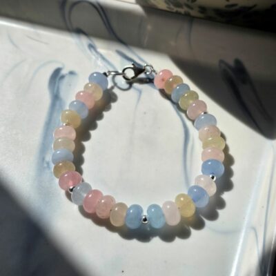 Beautiful Pastel Sea Morganite Gemstone Bracelet - 7.5 inches