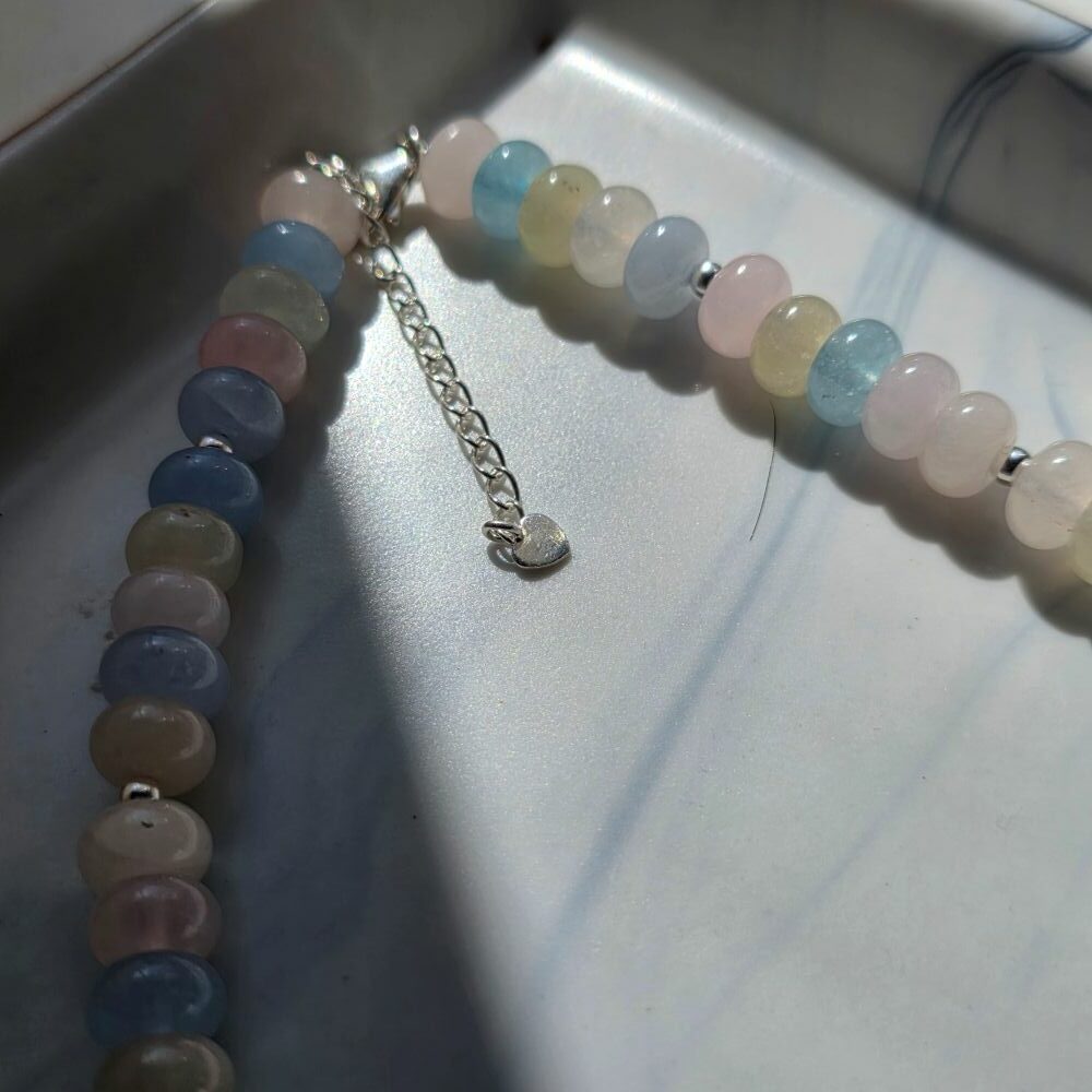 Beautiful Pastel Sea Morganite Gemstone Necklace - 16-18 inches - Image 2