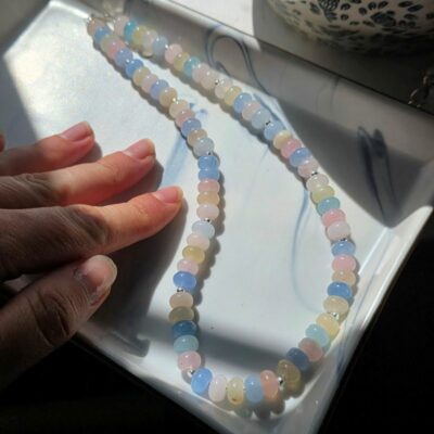 Beautiful Pastel Sea Morganite Gemstone Necklace - 16-18 inches