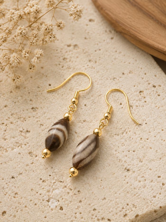 Golden Earth Drop Earrings