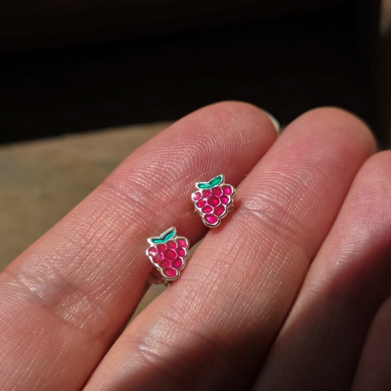 Grape Escape Enamel Stud Earrings in Sterling Silver
