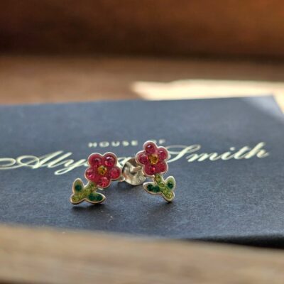 Happy Summer Flower Stud Earrings in Sterling Silver
