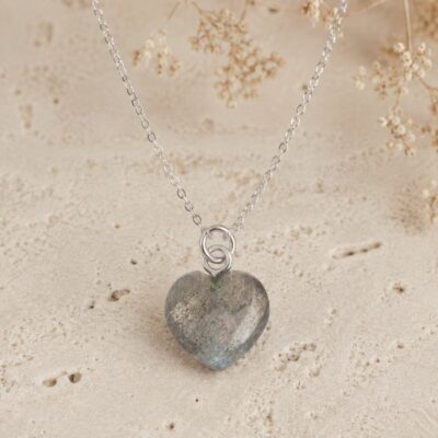 Labradorite Gemstone Heart Necklace in Sterling Silver - Subscriber Special
