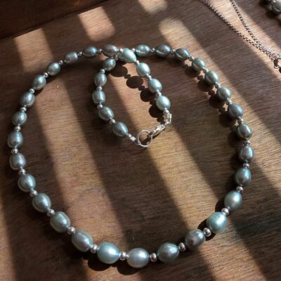 Limited Edition Sea Foam Fresh Water Pearl Necklace in Sterling Silver