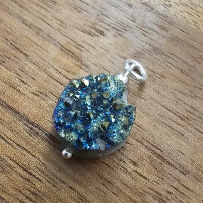 Midnight Geode Pendant in Sterling Silver
