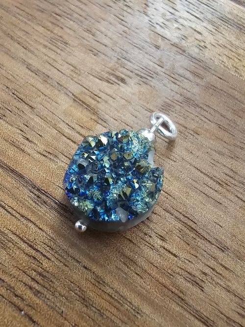 Midnight Geode Pendant in Sterling Silver