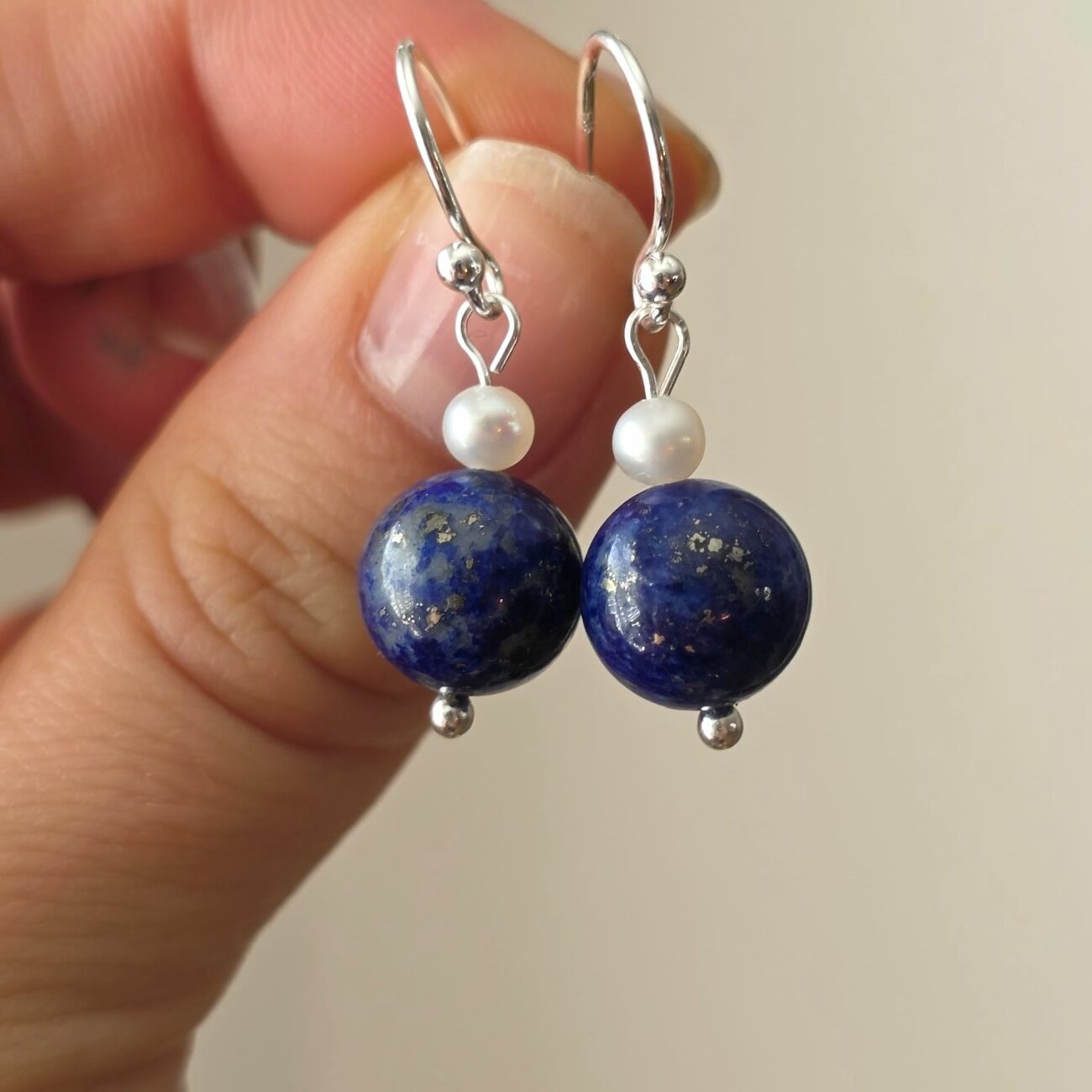 Midnight Tides Lapis Lazuli & Pearl Drop Earrings in Sterling Silver
