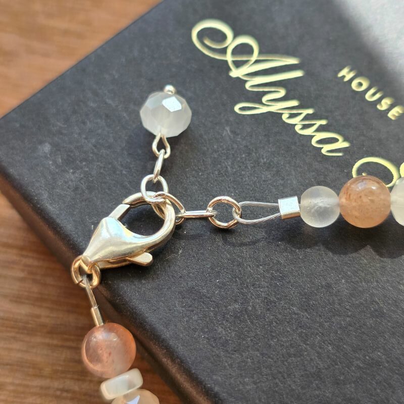 Moonlit Shores Mother of Pearl Gemstone Anklet in Sterling Silver - Image 2