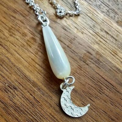 Moonlit Treasure Mother of Pearl Necklace in Sterling Silver