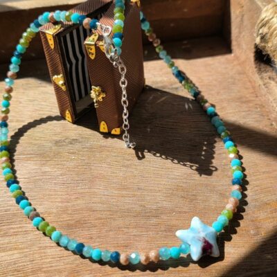 Ocean Starfish Treasure Necklace in Sterling Silver - 18-20 Inch Length