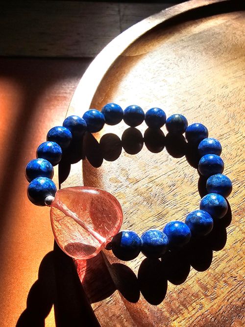 Ocean's Embrace Lapis & Cherry Quartz Bracelet
