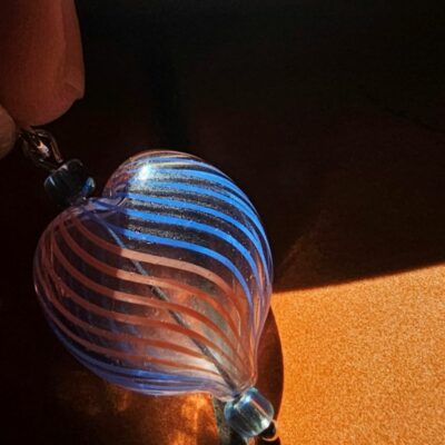 Ocean's Glow Hand Blown Glass Heart Pendant