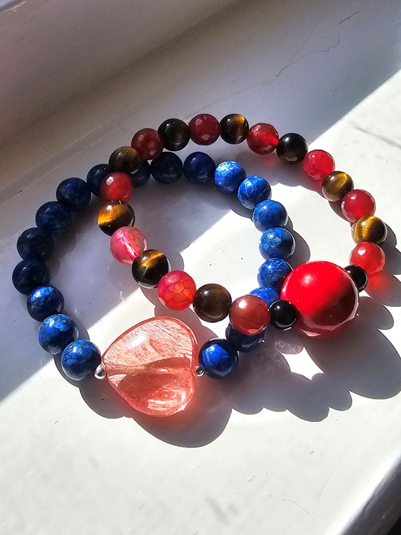 Ocean's Embrace Lapis & Cherry Quartz Bracelet - Image 3