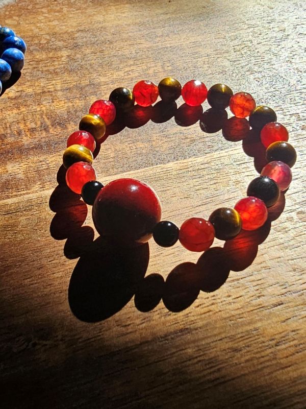 Phoenix Tide Tiger's Eye, Red Agate & Red Jade Bracelet - Image 4