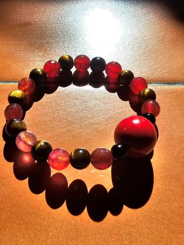 Phoenix Tide Tiger's Eye, Red Agate & Red Jade Bracelet - Image 2