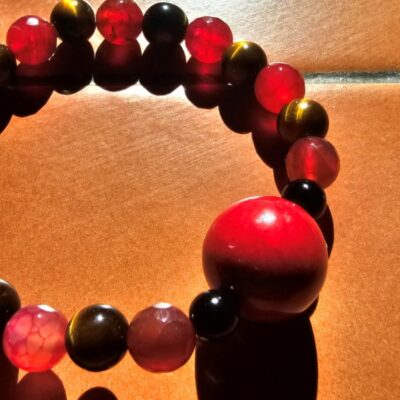 Phoenix Tide Tiger's Eye, Red Agate & Red Jade Bracelet