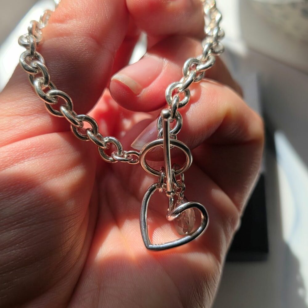 'Sea Glass Love' Chunky Statement Round Chain Toggle Clasp Bracelet - 7.5 inches - Image 3