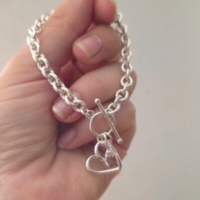 'Sea Glass Love' Chunky Statement Round Chain Toggle Clasp Bracelet - 7.5 inches