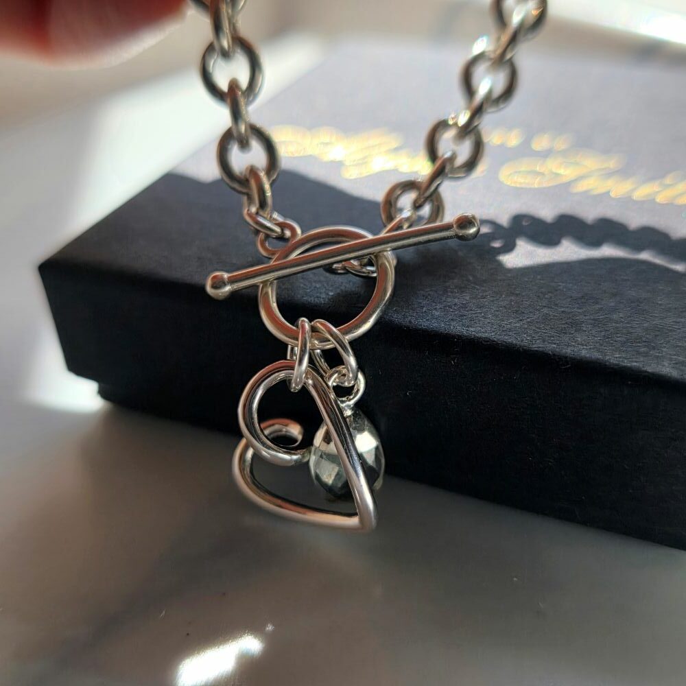 'Sea Glass Love' Chunky Statement Round Chain Toggle Clasp Bracelet - 7.5 inches - Image 4