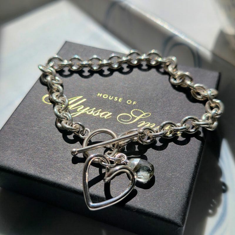 'Sea Glass Love' Chunky Statement Round Chain Toggle Clasp Bracelet - 7.5 inches - Image 2