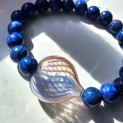 Sea Lantern Lapis & Hand Blown Glass Bracelet