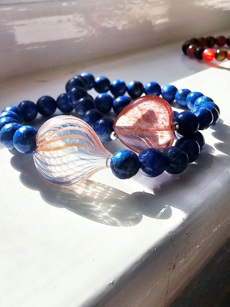 Sea Lantern Lapis & Hand Blown Glass Bracelet - Image 3