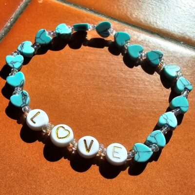 Sea of Love Blue Agate Heart Bracelet - Small