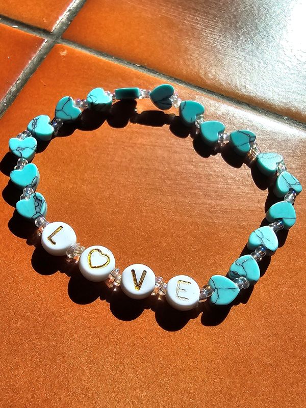 Sea of Love Blue Agate Heart Bracelet - Small