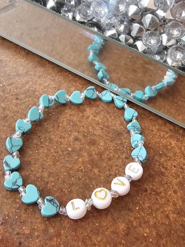 Sea of Love Blue Agate Heart Bracelet - Small - Image 2