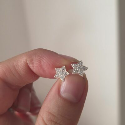 Sterling Silver Sparkling Star Studs