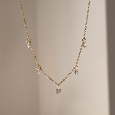 Summer Rain Droplets Gold Dipped Sterling Silver Necklace- 17 inches