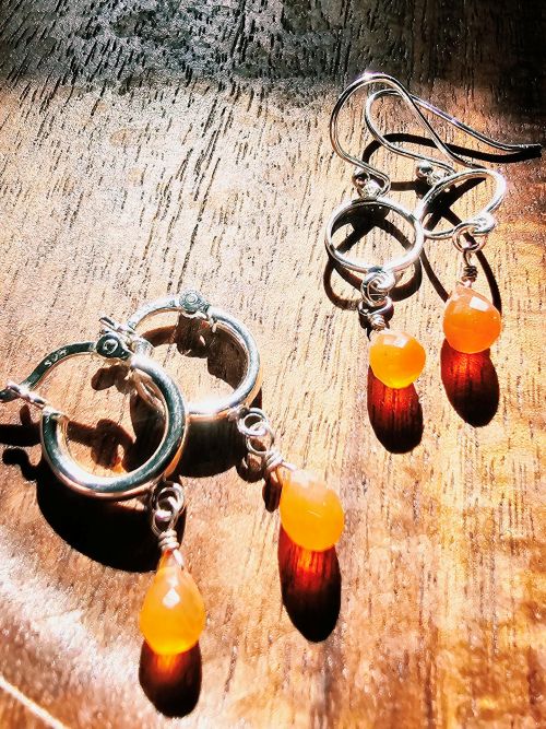 Sunset Horizon Carnelian Drop Earrings in Sterling Silver - Image 3