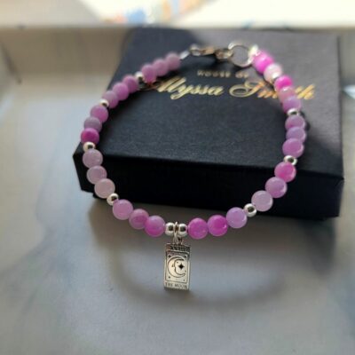 The Moon Tarot Purple Lavender Jade Bracelet in Sterling Silver - 7.5 inches