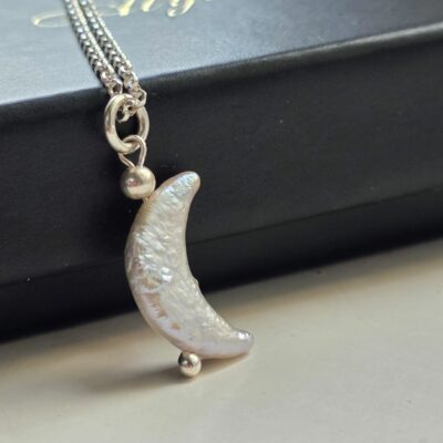 Bright Side of the Moon Keshi Freshwater Pearl Necklace in Sterling Silver